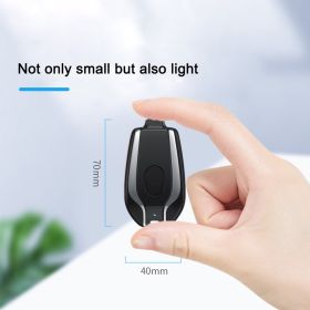 1500mAh Mini Power Emergency Pod Keychain Charger With Type-C Ultra-Compact Mini Battery Pack Fast Charging Backup Power Bank (Option: Black-Android)