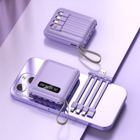 Compact And Portable With Built-in Cable Power Bank (Option: Purple-3000mA)