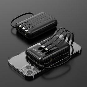 Mini Digital Display Sharing With Self-contained Line Large-capacity Power Bank (Option: Black-20000Mah)