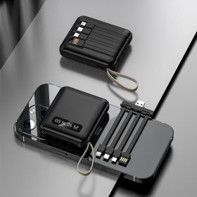 Compact And Portable With Built-in Cable Power Bank (Option: Black-3000mA)