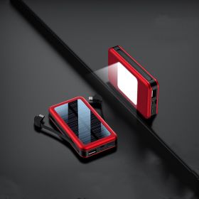 Ultra-thin Portable Large-capacity Solar Power Bank (Option: Red-10000mah)