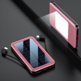 Square Aluminum Shell Solar Power Bank With Cable (Option: Rose Gold-10000mah)