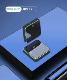 Mini Power Bank Large Capacity Double Face Mirror Thin And Compact (Option: Gemstone Green-Wireless Charger 10000 MA)