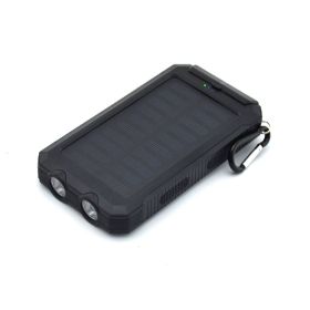 Solar Power Bank Compass 20000mAh Outdoor Mobile Phone Dual Headlights (Option: Black-20000Mah)