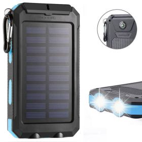 Solar Power Bank Compass 20000mAh Outdoor Mobile Phone Dual Headlights (Option: Black blue-20000mah)