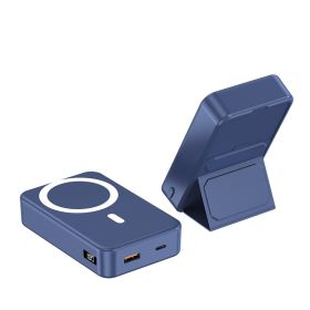 Magnetic Suction Wireless Charging Treasure Large Capacity Folding Bracket Mobile Power Supply (Option: A272 Blue 22.5W20000)