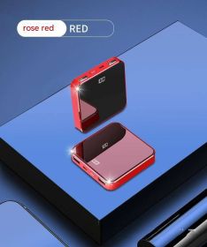 Mini Power Bank Large Capacity Double Face Mirror Thin And Compact (Option: Chinese Red-Wireless Charger 10000 MA)