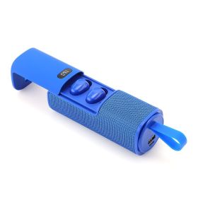 3 In 1 Portable Wireless Bluetooth Speakers Bluetooth Headphone Power Bank (Option: Blue-USB)