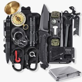 Outdoor Emergency Camping Hiking Survival Gear Tools Kit (Color: Black, Type: Survival Kit)