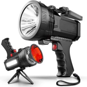 High Lumens LED Flashlight Rechargeable Spotlight (Color: Black, Type: Spotlights)