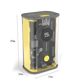 Creative Transparent Industrial Power Bank 10000mAh (Color: Yellow)