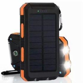 Solar Power Bank Outdoor Portable Compass Mobile (Option: Orange-10000mA)